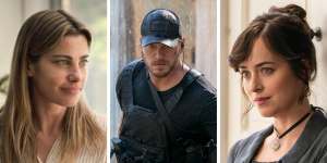 Top streaming in July (from left):Brooke Satchwell in The Twelve,Chris Pratt in The Terminal List and Dakota Johnson in Persuasion.