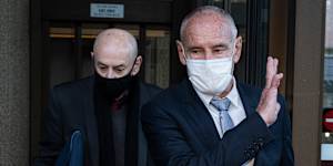 Chris Dawson (right) leaves the NSW Supreme Court last week with his older brother Peter Dawson.