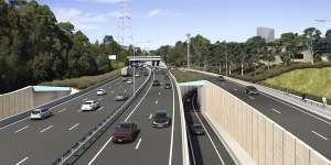 An artist's impression of the Beaches Link entry and exit points at Artarmon. 