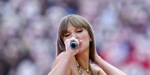 Taylor Swift performing at Wembley Stadium in London on Friday.