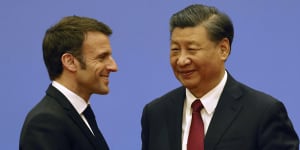 French President Emmanuel Macron and Chinese President Xi Jinping in Beijing last week.