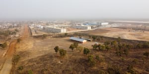 Aerial view of the Earl Mining facility in the Gban community in Ghana.