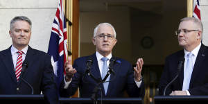 Prime Minister Malcolm Turnbull,Minister for Finance Mathias Cormann and Treasurer Scott Morrison