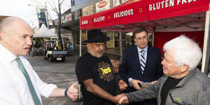 Leeser campaigning with Noel Pearson and NSW MP Matt Kean in July.