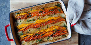 Potato and pumpkin vegetable tian. 