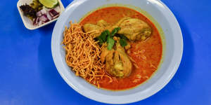 Rodell enjoyed many solo lunches of khao soi at tiny Thai restaurant Soi 38.
