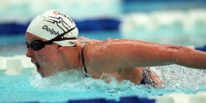 Susan O’Neill in action at the 1998 Commonwealth swimming trials.