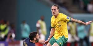 Jackson Irvine in action against France.