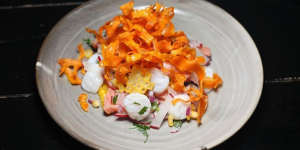 Old Greg's Ceviche with sweet potato shavings.