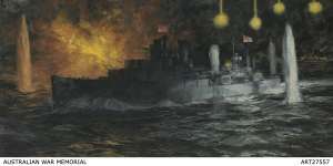 HMAS Perth in the Battle of Sunda Strait.