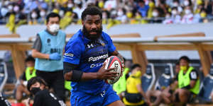 Marika Koroibete in action for the Saitama Panasonic Wild Knights during the Japan Rugby League One final.