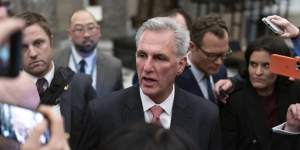 Republican Kevin McCarthy leaves the House of Representatives after a third day of failed attempts to select a speaker.