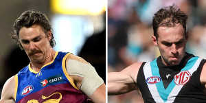 Brisbane’s Joe Daniher and Port Adelaide’s Jeremy Finlayson will be targets for their team in the qualifying final at the Gabba.