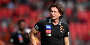 James Hird working as an assistant coach with Greater Western Sydney.
