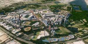 An artist's impression of what authorities hope Sydney Olympic Park will resemble in 2030.