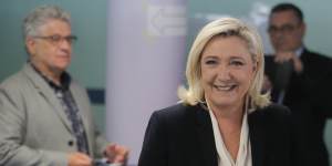 French presidential candidate Marine Le Pen casts her vote in Henin-Beaumont in northern France.