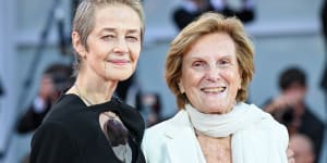 Charlotte Rampling,left,and Liliana Cavani at the Venice Film Festival in August.