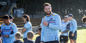 Waratah Jed Holloway is all smiles at Leichhardt Oval on Friday.