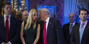 Eric,Ivanka,Donald and Donald jnr at a press conference at Trump Tower in New York in January,2017. 