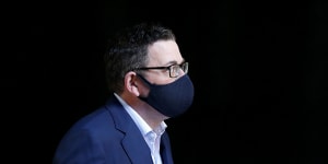 Daniel Andrews arrives for the daily COVID briefing on July 31,2020 in Melbourne.