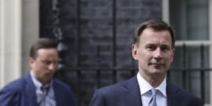 Britain's Foreign Secretary Jeremy Hunt leaves 10 Downing Street following a meeting on British oil tanker Stena Impero,which was captured by Iran.