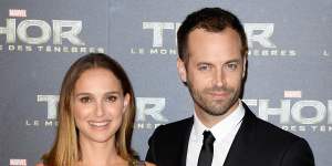 Pulled out of shooting:Natalie Portman with director husband Benjamin Millepied.