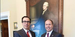Steven Mnuchin,US Secretary of the Treasury,meets Treasurer Josh Frydenberg in Washington DC. 