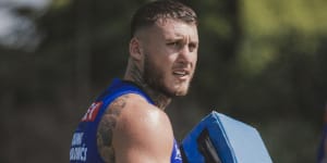 Canterbury Bulldogs recruit Bronson Xerri during his first day of NRL training after serving a four-year drugs ban.