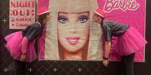 Staff welcome Barbie at Majestic Cinemas,where the movie has turned ticket sales around.
