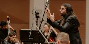 Aaron Wyatt conducting the MSO First Nations Showcase on May 26,2023.