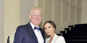 German Professor Augustinus Bader with Victoria Beckham in 2019,before the launch of their skincare collaboration.