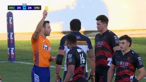 With the scores level, the Brumbies were gifted victory when the Crusaders conceded a penalty try for Quinten Strange’s actions at the death.