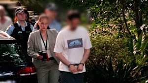 Police alleged the Sydney teacher encouraged the 14-year-old to send him sexually explicit material in exchange for money. Footage: NSW Police