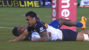 Brumbies star Len Ikitau scored his second try of the night against the Fijian Drua after a deft Tamati Tua grubber kick.