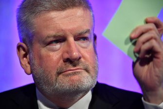 Communications Minister Mitch Fifield at the meeting. 