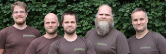 The Fryxelius brothers, creators of Fryx Games and the Terraforming Mars game series. From left to right: Jonathan, Isaac, Daniel, Jacob and Enoch. 