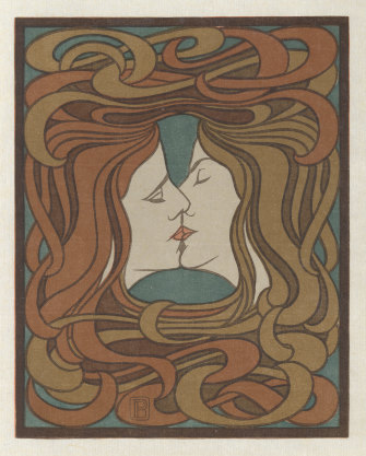 Peter Behrens, The kiss (Der Kuss),  1898, from Pan, vol. 4, no. 2, July–Sep. 1898. 