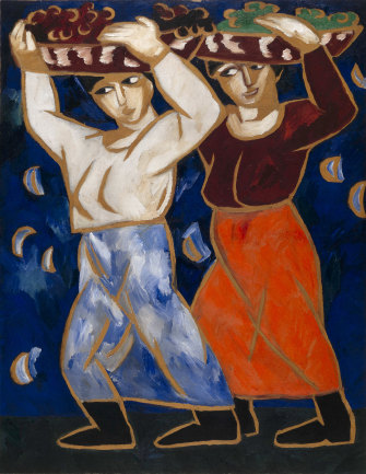Natalia Goncharova, The carriers, 1911, oil on canvas. 