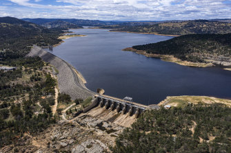 Wyangala Dam in central NSW is currently about 60 per cent full. The federal and NSW governments want to increase the dam’s capacity to boost water security in the Lachlan Valley, although a cabinet document suggests the gains will not be significant despite the hefty price tag. 