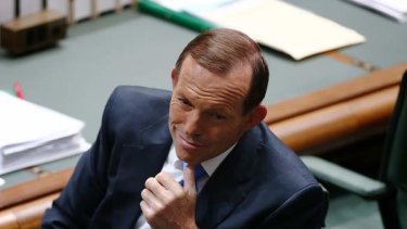 Prime Minister Tony Abbott during Question Time. Photo: Alex Ellinghausen