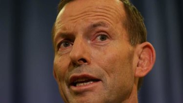 Opposition Leader Tony Abbott at a late night press conference on Wednesday.