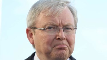 Prime Minister Kevin Rudd speaks to the media in Launceston on Tuesday.