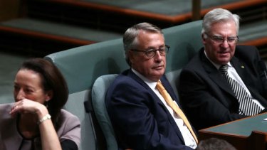 Former Treasurer Wayne Swan during a division on the mining tax repeal on Tuesday evening. Photo: Alex Ellinghausen