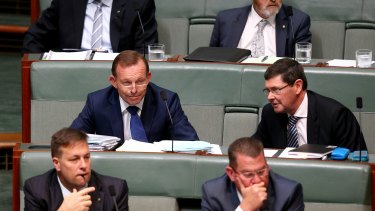 Tony Abbott and Kevin Andrews during question time on Wednesday.