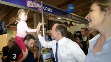 Tony Abbott and his daughter Bridget at the Ekka in Brisbane on Friday.
