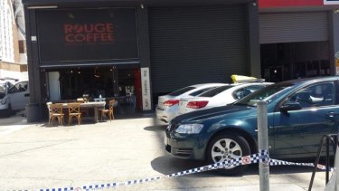 The Roastery Cafe in South Brisbane is declared a crime scene on Friday morning. 