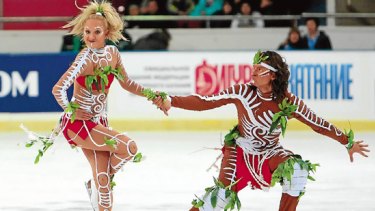 Oksana Domnina and Maxim Shabalin perform their dance in St Petersburg.