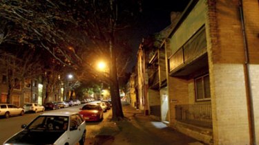 Death row . . . a quiet evening on Dowling Street, Woolloomooloo, where Isaac Dinsdale was murdered by a gang of men and boys.