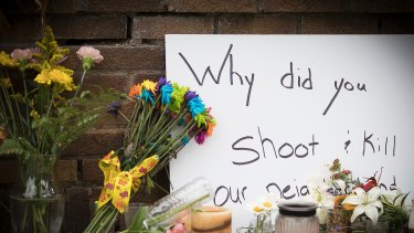 A makeshift memorial at the scene of the shooting in Minneapolis.