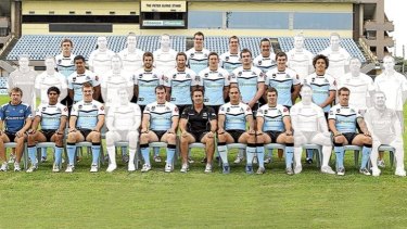 Caught in the net: The 2011 Sharks team photo showing the 17 players and officials involved in the club’s supplements program.  